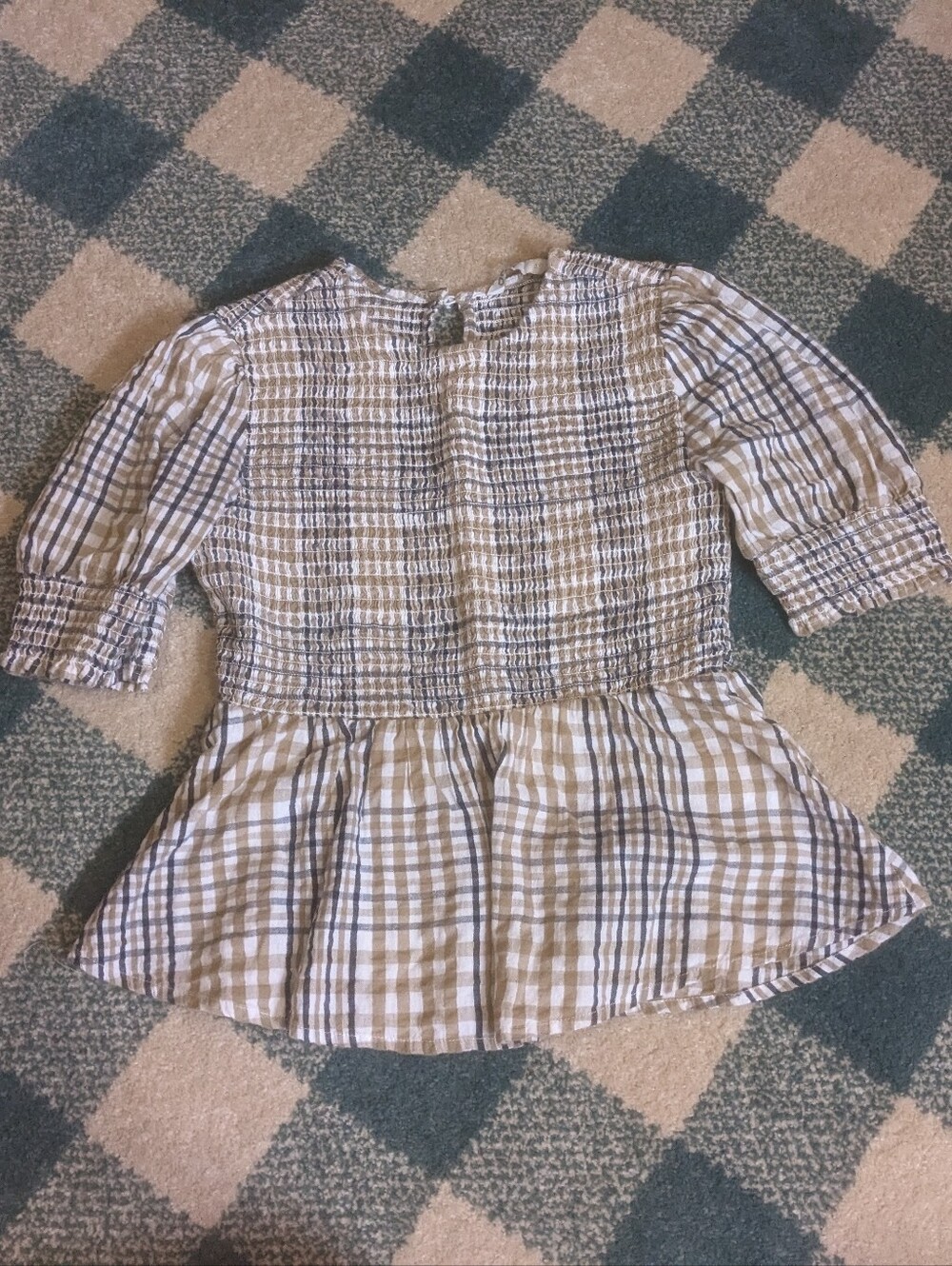 ONLY 100% Cotton Sheared Puff Sleeve Multicolor Gingham Cottagecore Top Sz XS/S